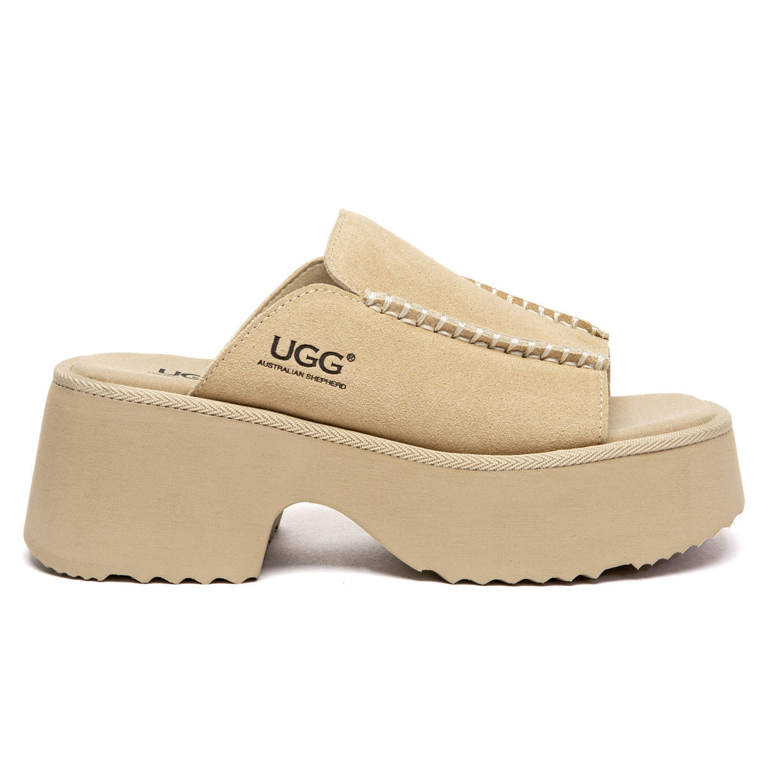 Chunky Heel Platform UGG Slippers