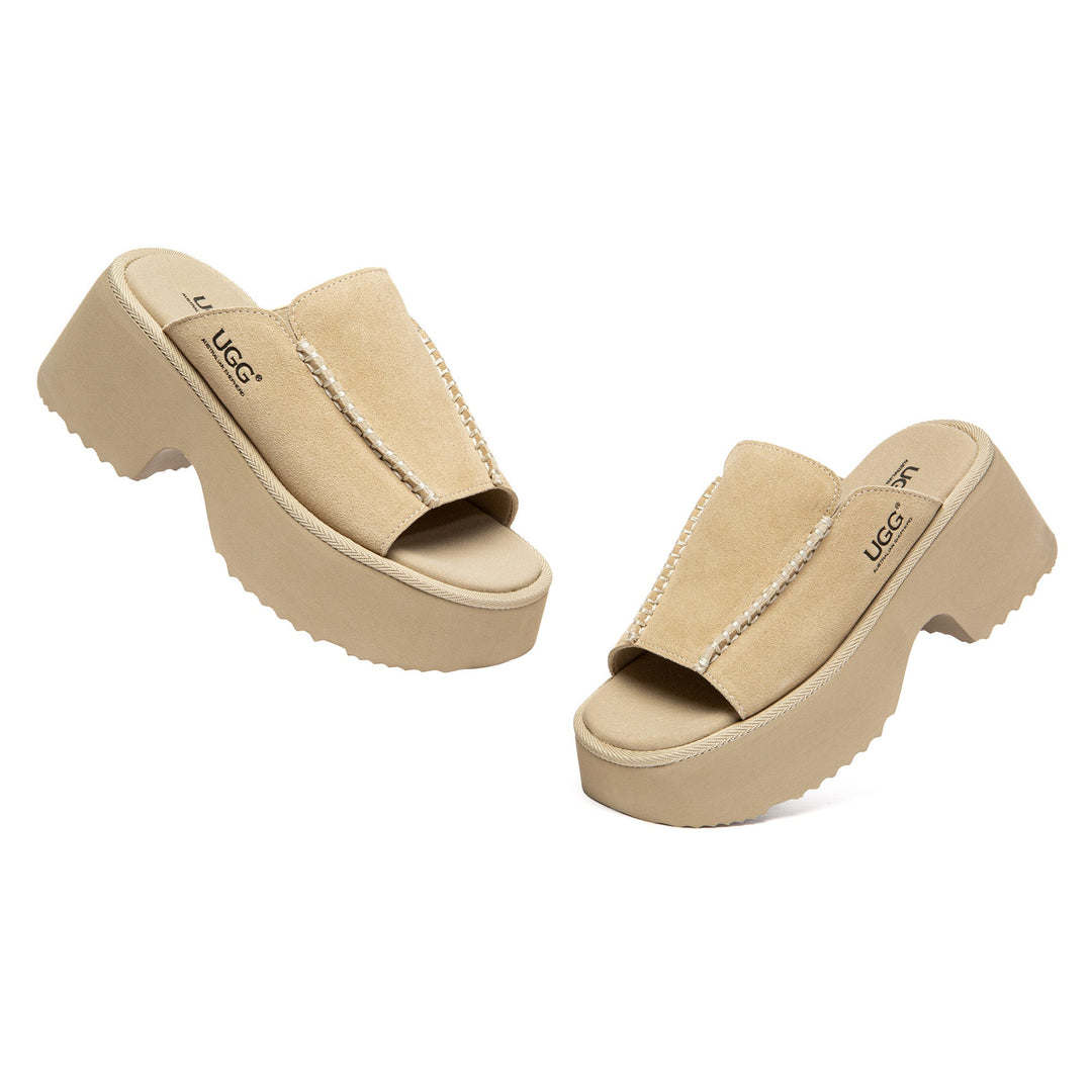 Chunky Heel Platform UGG Slippers