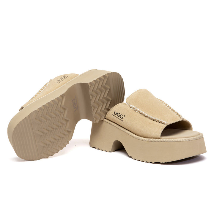 Chunky Heel Platform UGG Slippers