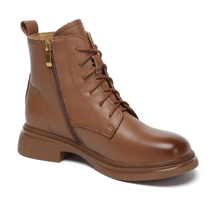 Gabriela Lace-Up Leather Ankle Boots