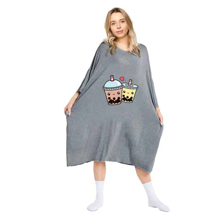 Bubble Tea Bobba Print Oversized Tee - UGG Direct Online
