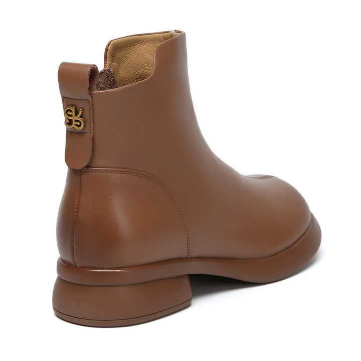 Caroline Leather Zip Ankle Boots