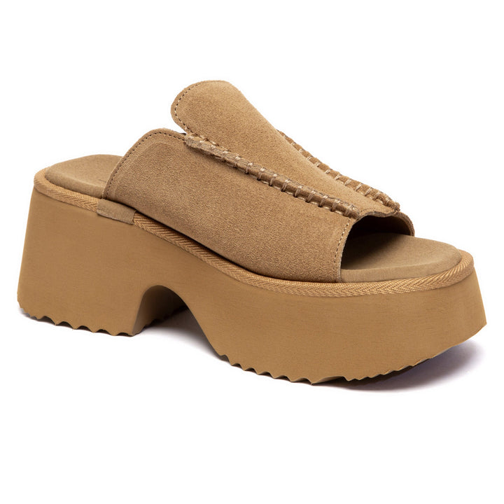 Chunky Heel Platform UGG Slippers