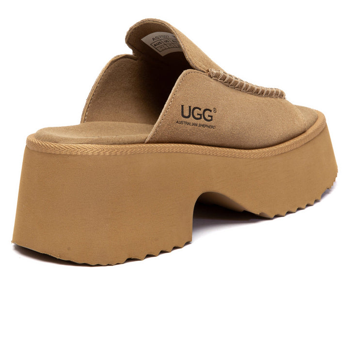 Chunky Heel Platform UGG Slippers