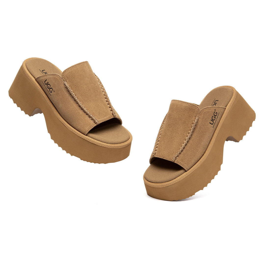 Chunky Heel Platform UGG Slippers