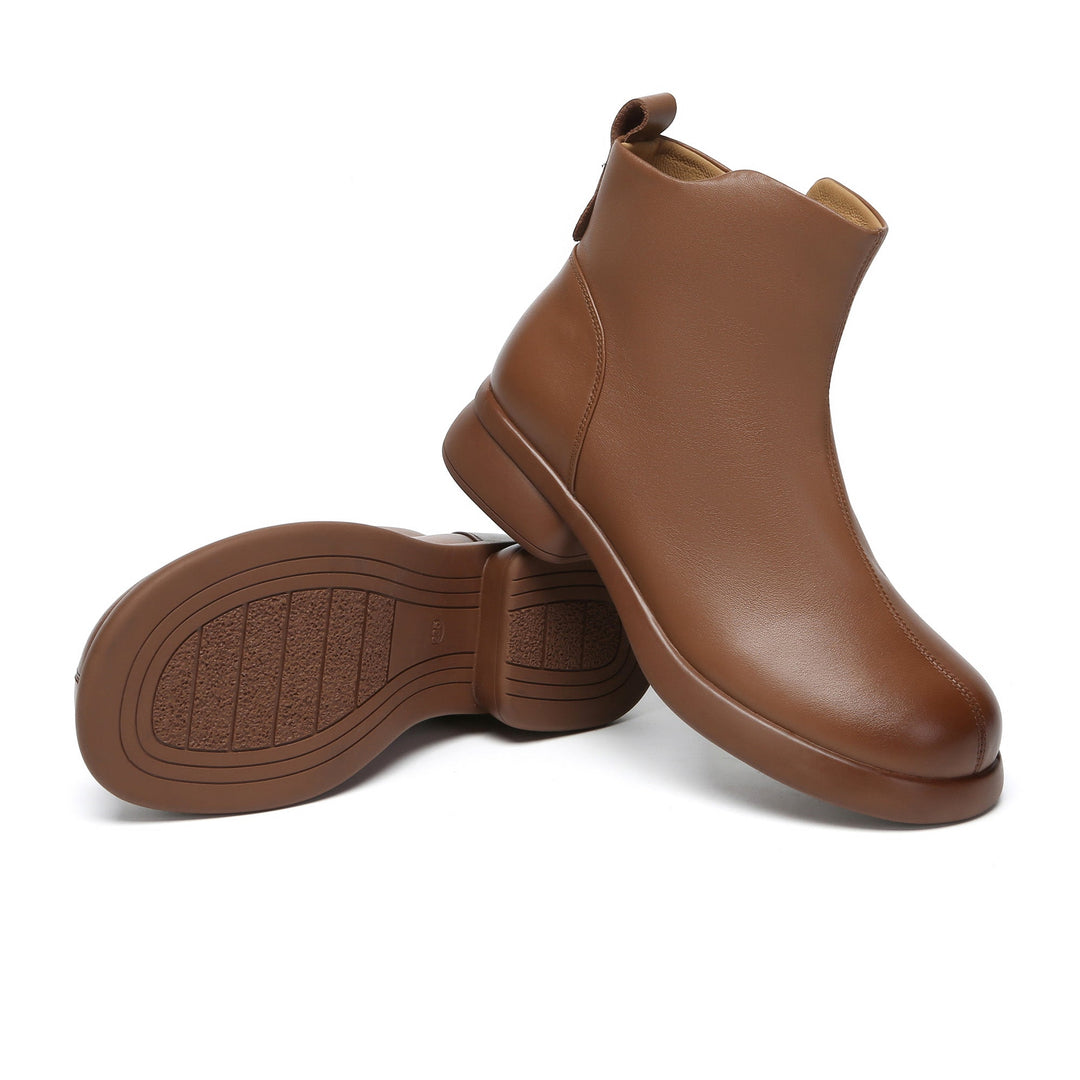 Caroline Leather Zip Ankle Boots