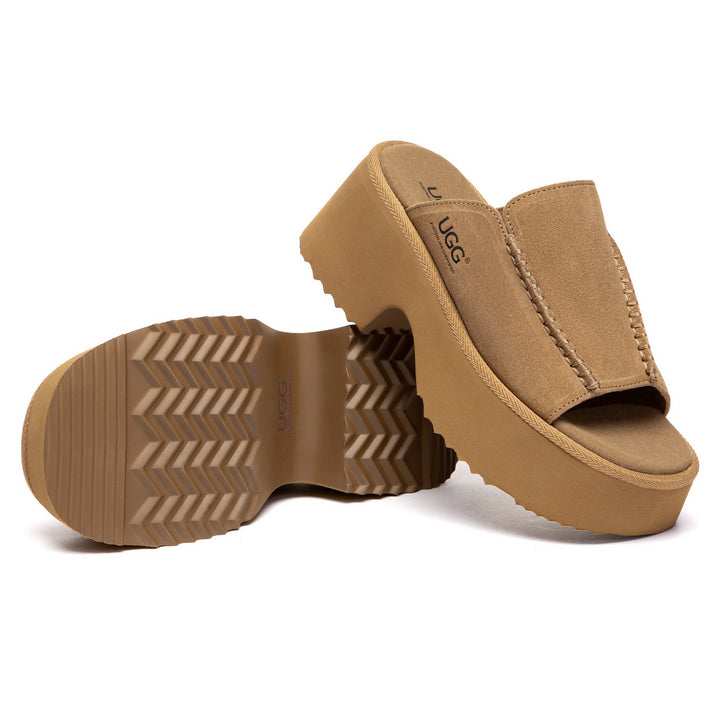 Chunky Heel Platform UGG Slippers