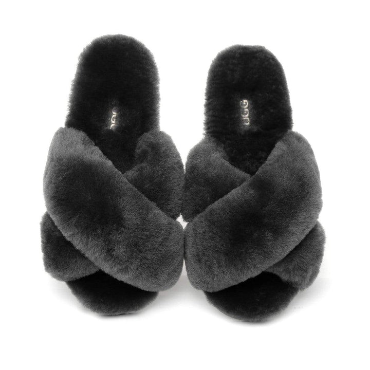 Premium Cross Fluff UGG Slides - UGG Direct Online