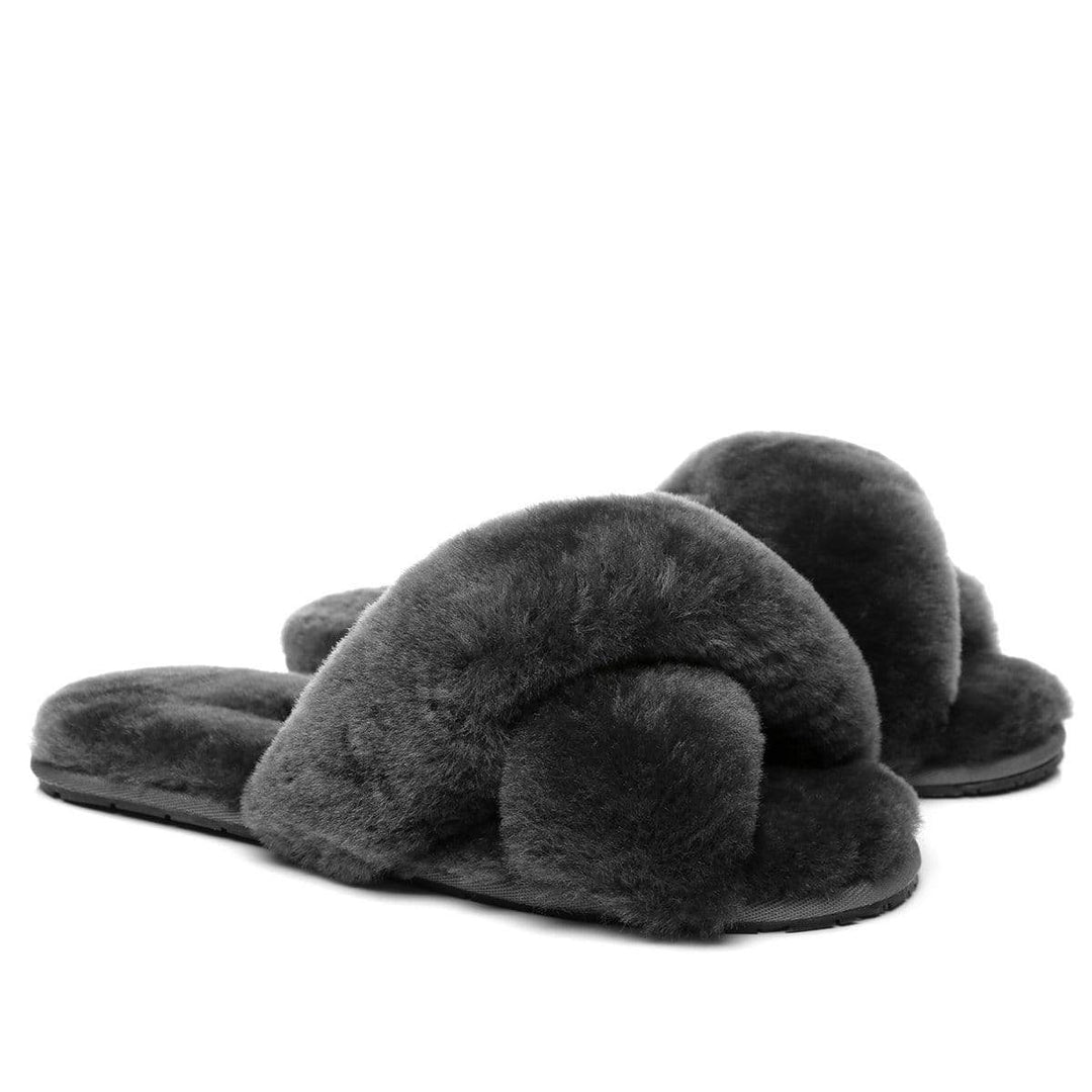 Premium Cross Fluff UGG Slides - UGG Direct Online