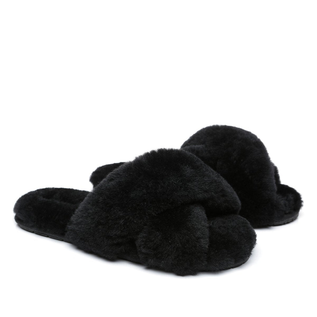Premium Cross Fluff UGG Slides - UGG Direct Online
